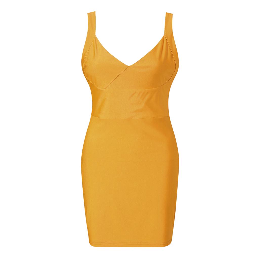 

(SU)Женское праздничное стильное сексуальное однотонное повседневное мини-платье без рукавов