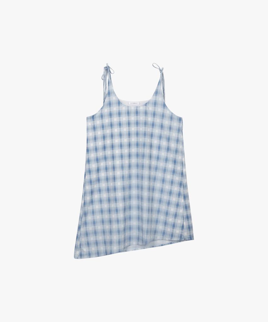 Pink Pineapple Mori Whimsy Check Dress_Sky Blue