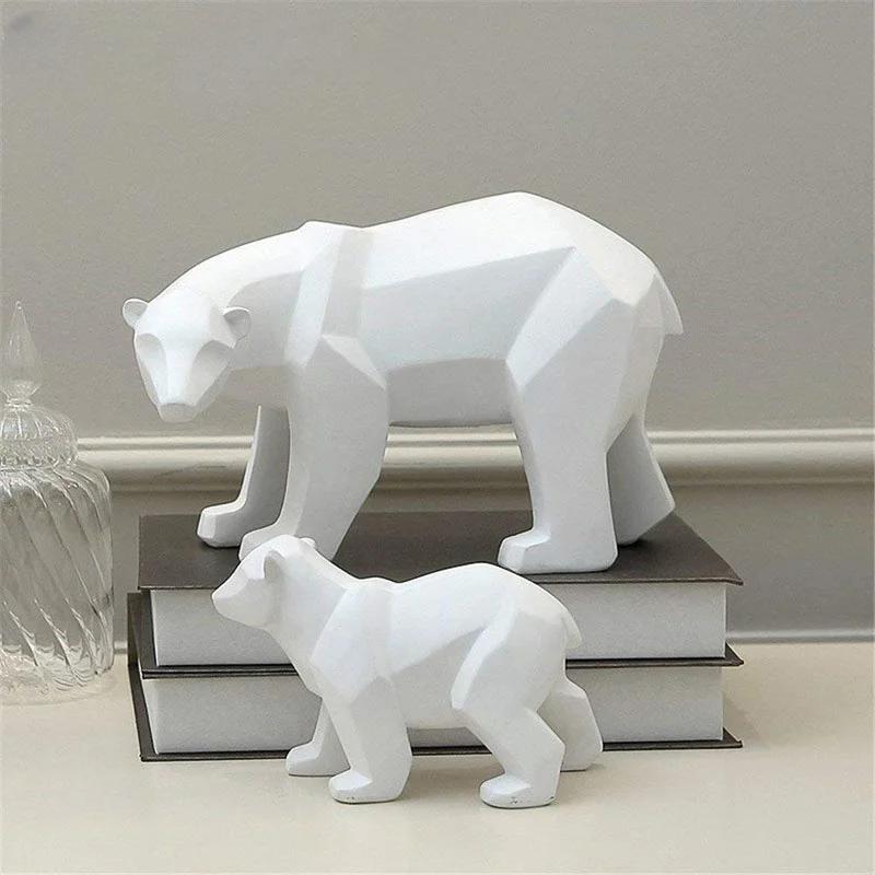 Nordic Style Mother And Son Polar Bear Ornaments Creative Home Accessories Living Room TV Cabinet Wine Cabinet Crafts Artworks