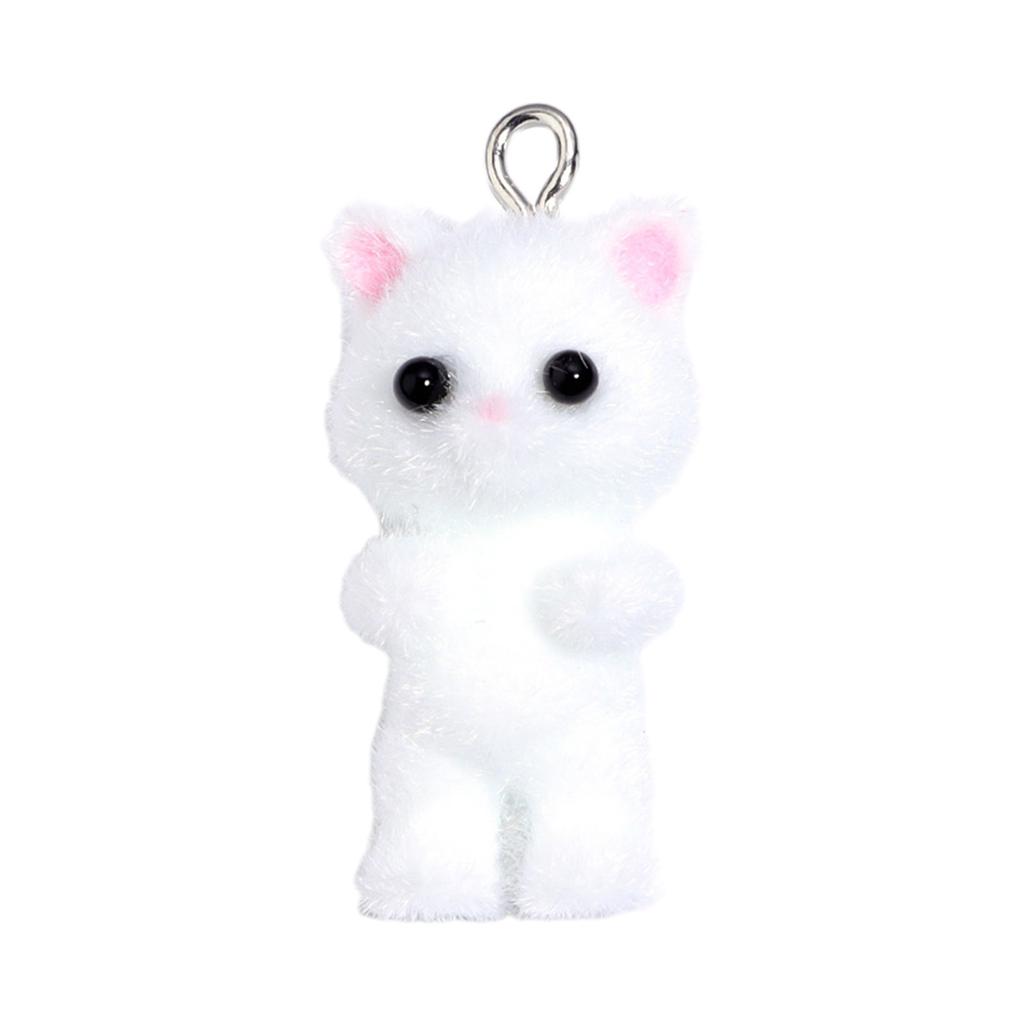 Cat/Bear Doll Keychain Flocking Toy Pendant Keyring Stuffed Animals Couple Key Rings Ornament for Bag Phones Keys