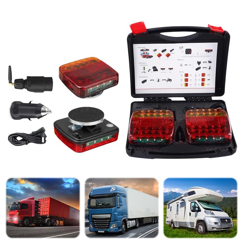 Wireless Trailer Lights Waterproof LED Magnetic Wireless Tail Lights 12V/24V Rear Signal Warning Brake Light for Truck RV Camper