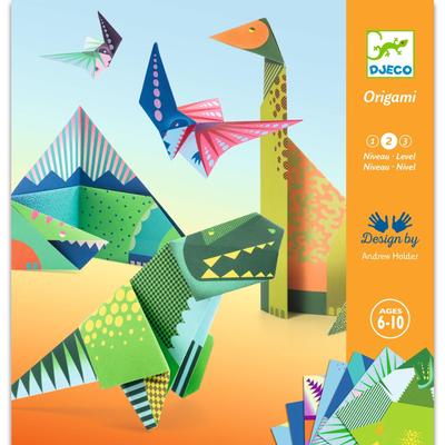 DJECO Origami Dinosaur, Easy and Cool Origami with Instructions, Perfect for Home Time, Stylish Montessori Style, Ages 5, 6, 7, 8, Boys, School