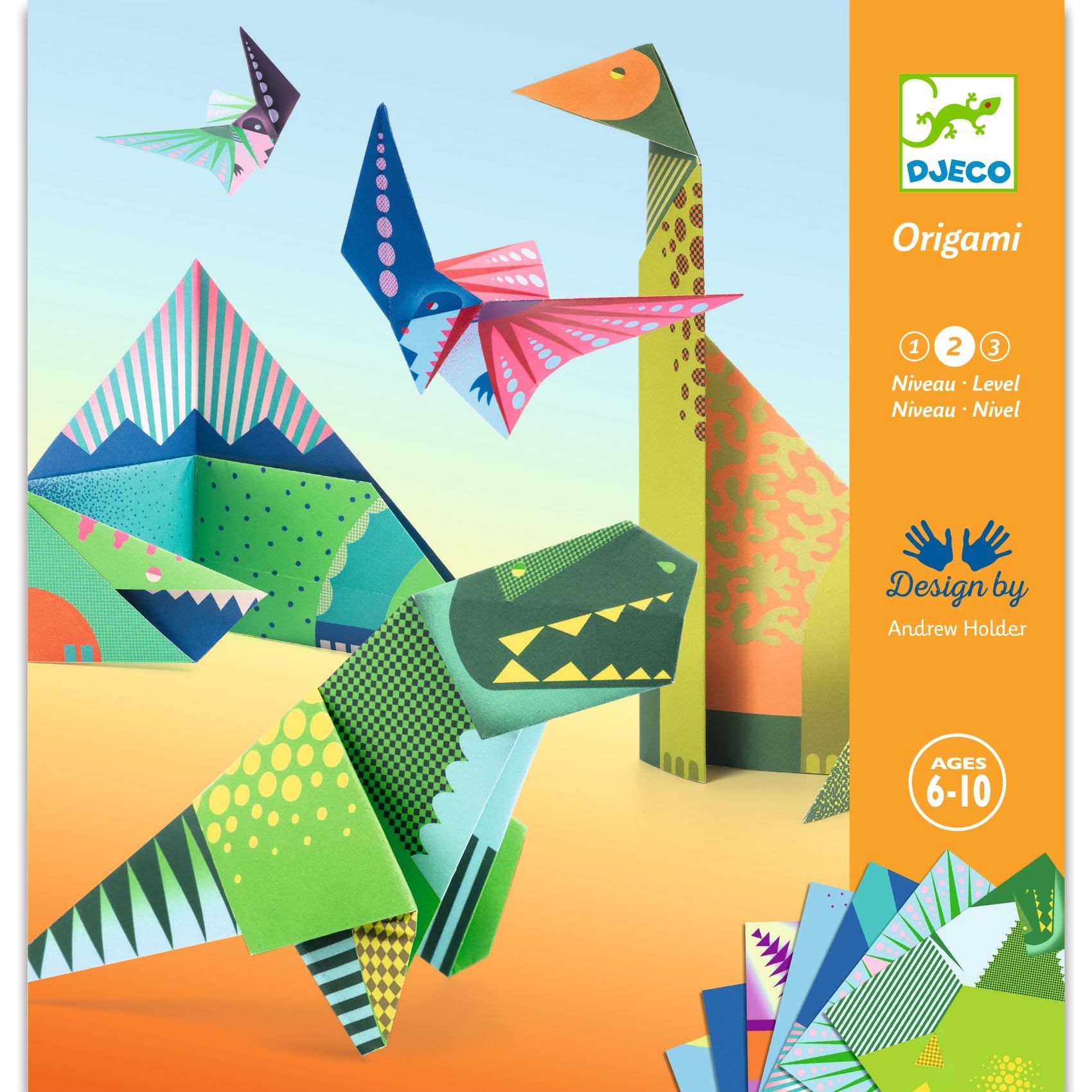 

DJECO Origami Dinosaur, Easy and Cool Origami with Instructions, Perfect for Home Time, Stylish Montessori Style, Ages 5, 6, 7, 8, Boys, School