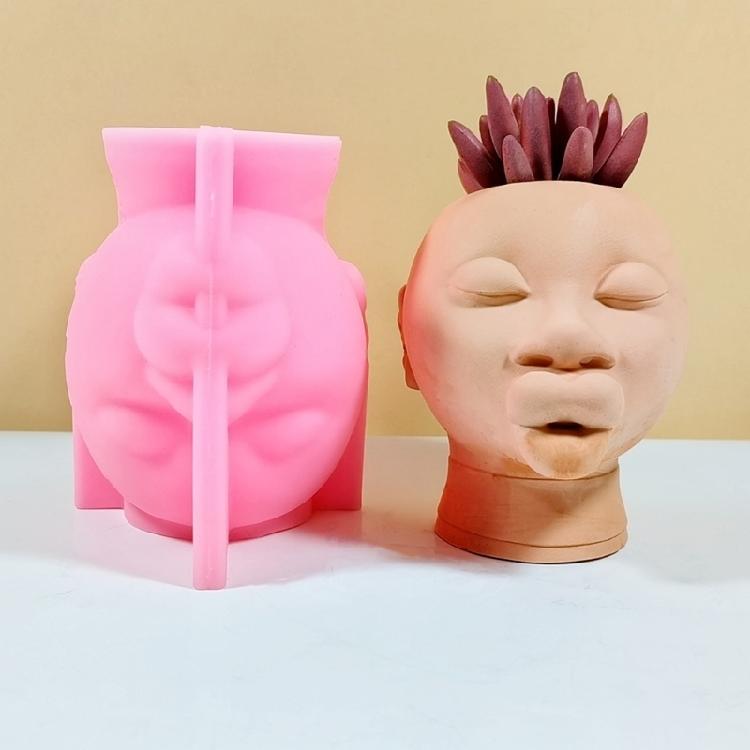 Concrete Vase Silicone Mold Handmade Ugly Girl Flower Pots Plaster Epoxy Resin