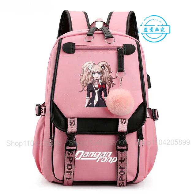 Zaino Danganronpa Anime Mochila Cartella Scolastica Studente Porta USB Borse da Viaggio Laptop Messenger Bag Grande Casual Regalo