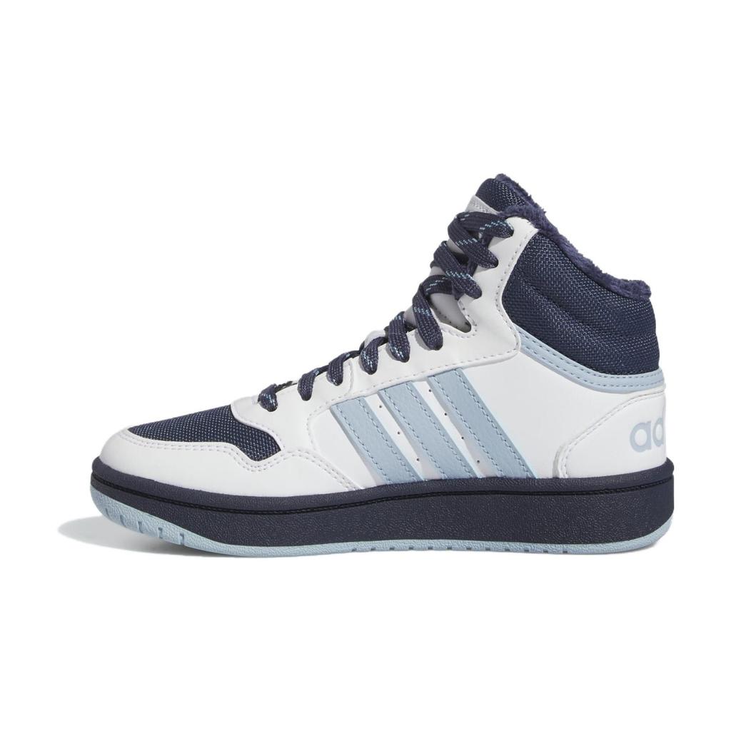 Adidas Hoops 3.0 Mid Comfortable Versatile Shock Absorbing Durable High-Top Skate Shoes Kids Sneakers White Blue Green IF7737