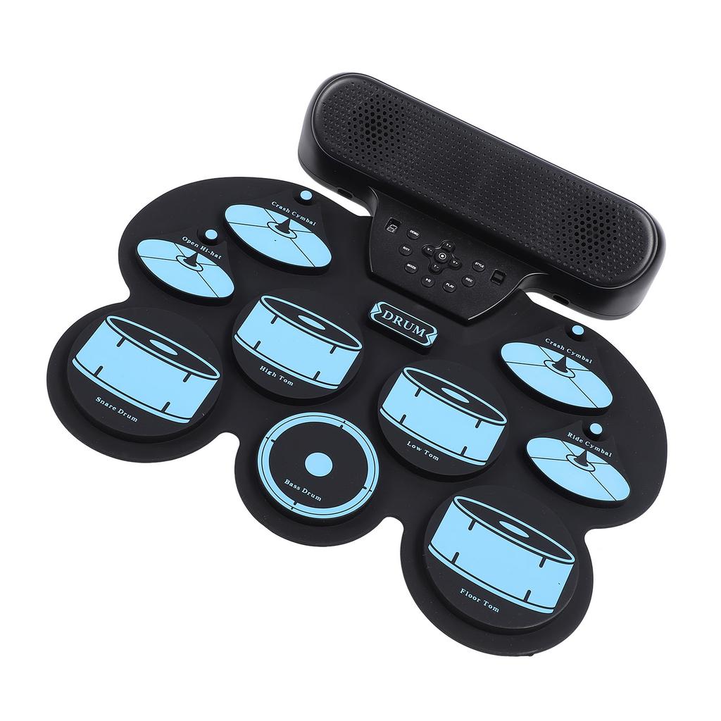 Electronic Drum Pad Hand Rolled Drum Pad Double Speakers Rechargeable Silicone Roll Up Drum Pad Fold