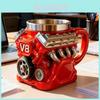 V8 Engine Coffee Mug Resin Stainless Steel Novelty Gift For Car Enthusiasts