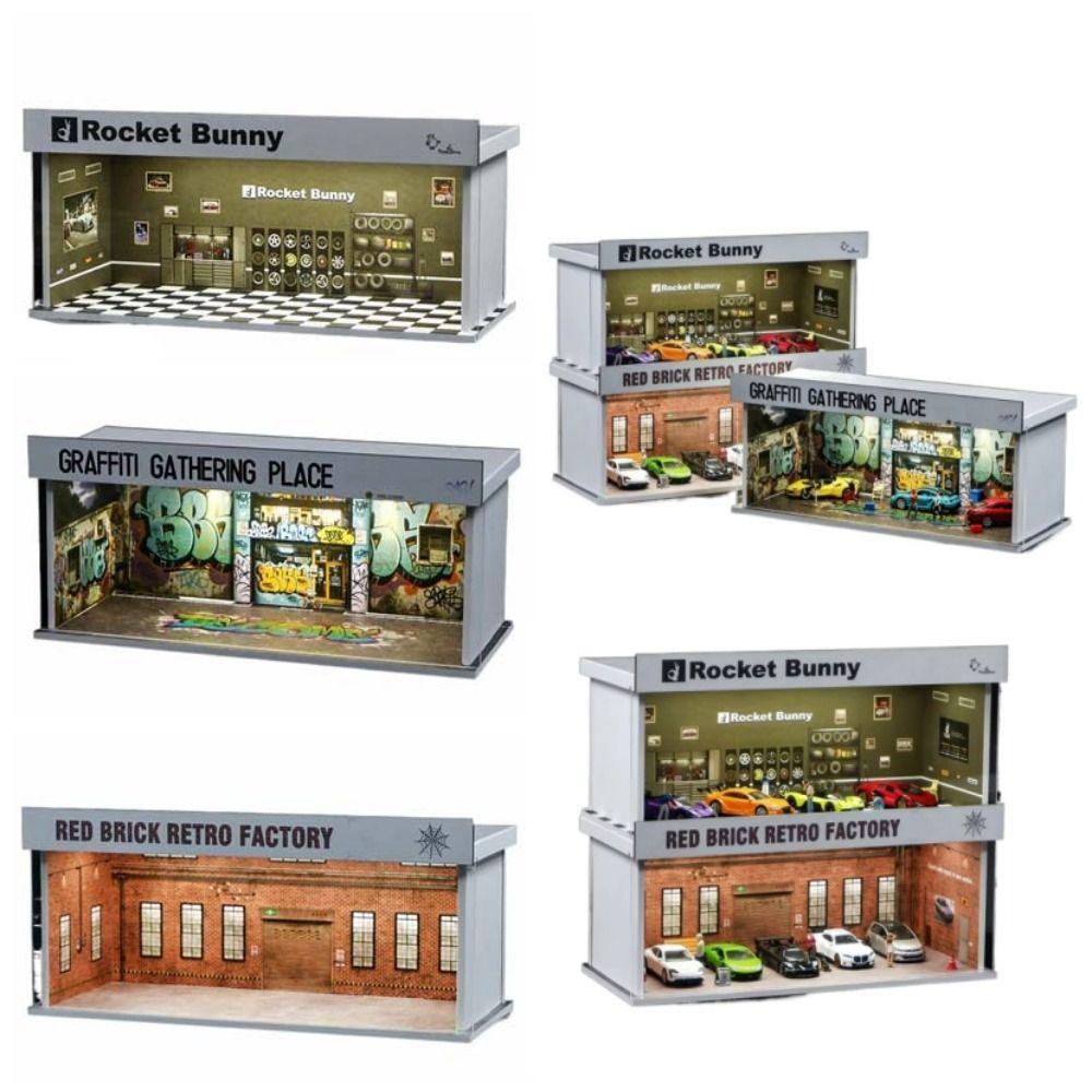 Lighting Version Parking Lot Model 1/64 Scale Car Model Display Box Collection Toys