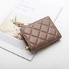 Womens Sheepskin Short Small Wallet New Fashion Studded Flower Pattern Contrast Color Coin Purse Real Leather Multi-functional Zero Wallet