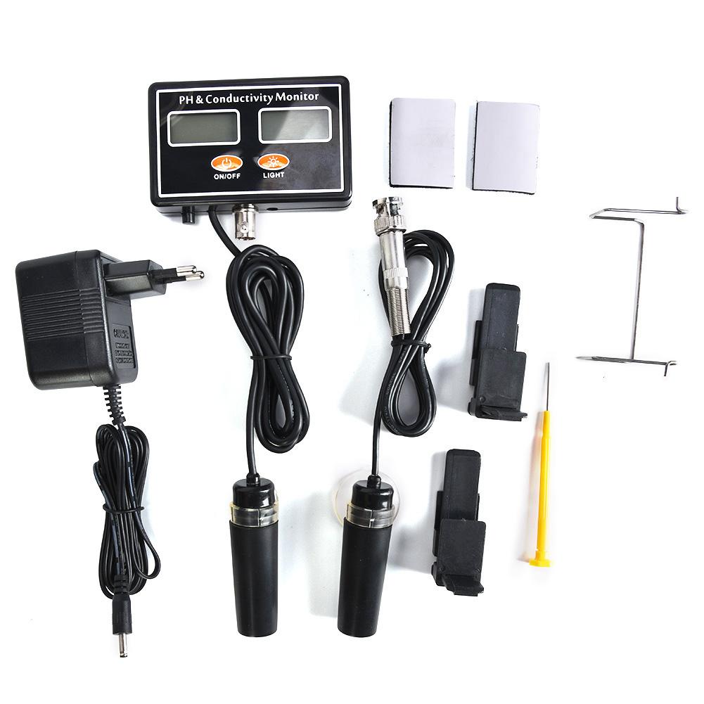 Online PH EC Monitor Meter Water Quality Tester with Replaceable PH Probe220V EU Plug