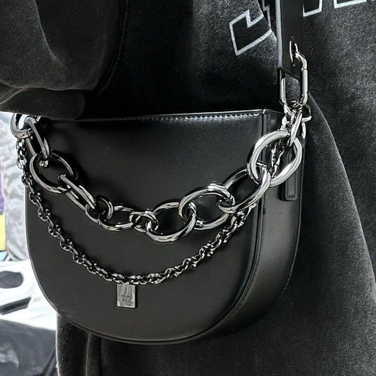 Geantă de damă cu lanț din PU, geantă de umăr neagră la modă, geantă crossbody pentru fete, geantă de birou pentru femei, stil euro-american