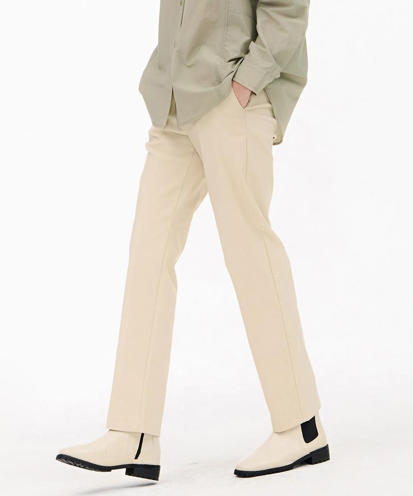 CHASECULT Women'S Slim Straight Elastic Waist Slacks - Beige