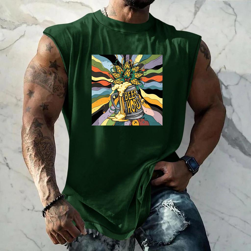 Men Sleeveless Tank Top Loose Fit Casual Streetwear Summer Beach Holiday Daily Wear Printed Graphic Muscle Shirt