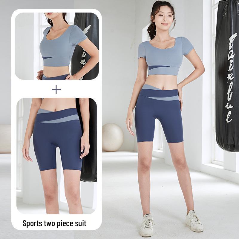 Color Block High-Waist Yoga Set: Quick-Dry, Tummy Control, Hip Lift, Two-Piece for Women