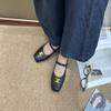 French evening breeze temperament small leather shoes women's 2025 spring and autumn new flat-bottomed retro single shoes Mary Jane shoes