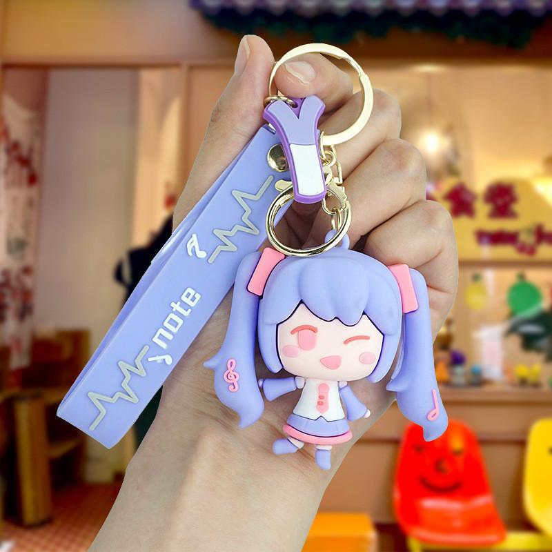 

Hatsune Fun Miku Keychain Colorful Rubber Charm For Keys Bags Vehicles And фиолетовый