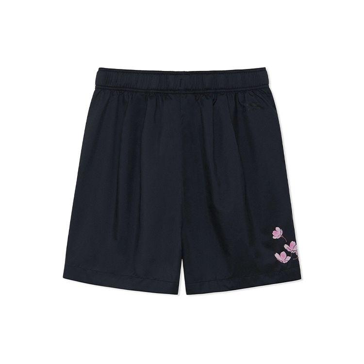 Li-Ning Sakura Series SS22 Loose Floral Pattern Sports Casual Shorts Women Bottoms Black AKSS942-2