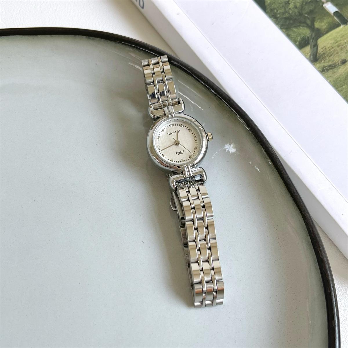 Barsh Gold Steel Belt Simple Diamond Watch Women S Exquisite Leisure White Medieval Quartz Women S Watch