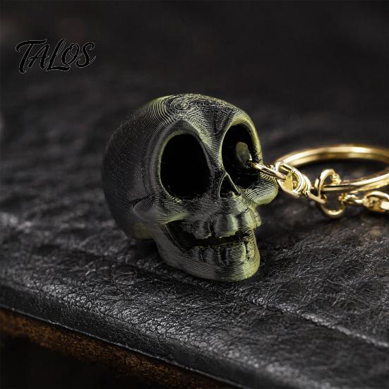 Matte Skull Sculpture 3D Printed Cute Keychain, Artistic Tabletop Ornament with Finish, Creative Bag Charm Light Luxury Home Decor Key Ring