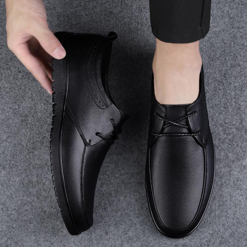 Fashion Men's Lace-Up Shoes 2025 New Classic Men's Casual Flats All-match Business Leather Shoes Men's Lace Up Comfortable Oxford Shoes