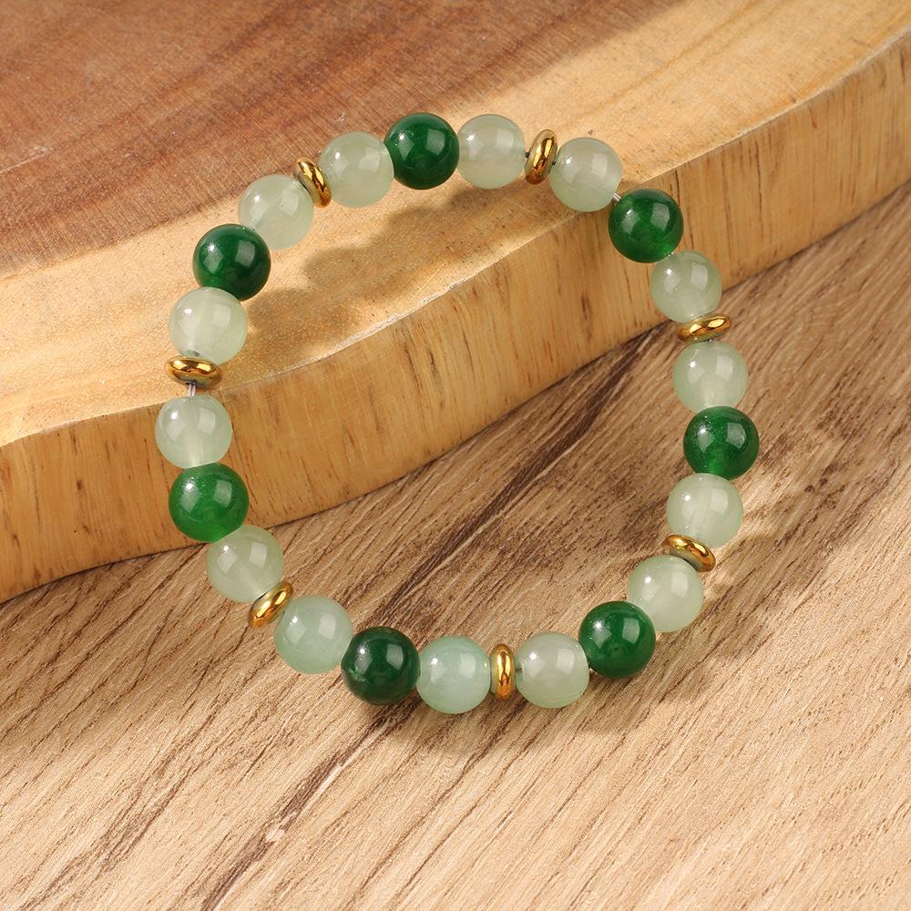 Two Tone Green Jade Beaded Bracelet With Gold Spacers Serene Fashion Jewelry For Men And Women Daily Wear Simple Versatile Accessory