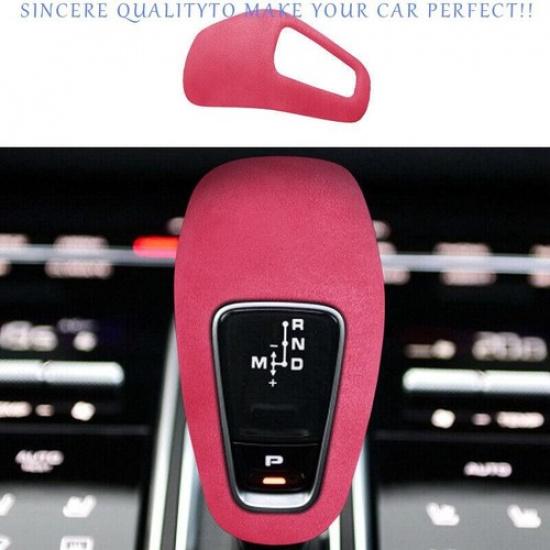 For Porsche Cayenne 2019-2023 Pink Suede Console Gear Shift Knob Cover Trim 1PCS