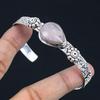 Gift For Women Bangle Adjustable 925 Silver Natural Rose Quartz Gemstone