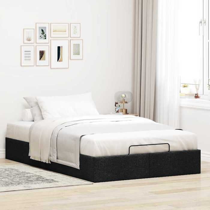 VidaXL Cadre de lit ottoman sans matelas noir 120x190 cm tissu, cadre de lit, cadre de lit rembourré, cadre de lit ottoman 3310863