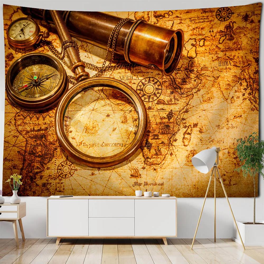VIKAMA Vintage Pirate Ship Tapestry Home Wall Art Decorative Backdrop Living Room Bedroom Decorative Hanging Tapestry