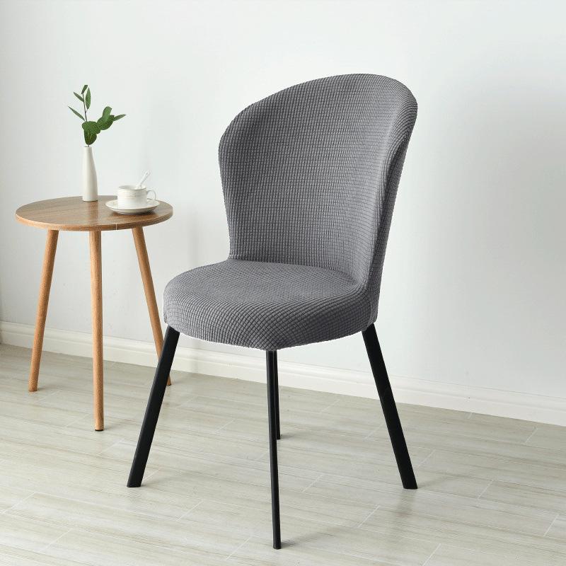 Jacquard Dining Chair Cover Arc Shape Chair Slipcover Stretch Seat Cover Chair Covers for Hotel Banquet Kitchen Bedroom Wedding
