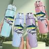 1PC Tuna Sea Fish Graphic 750ml Color Plastic Sports Water Bottle Leakproof Flip Straw Lid Suitable for Sports Office Home Use