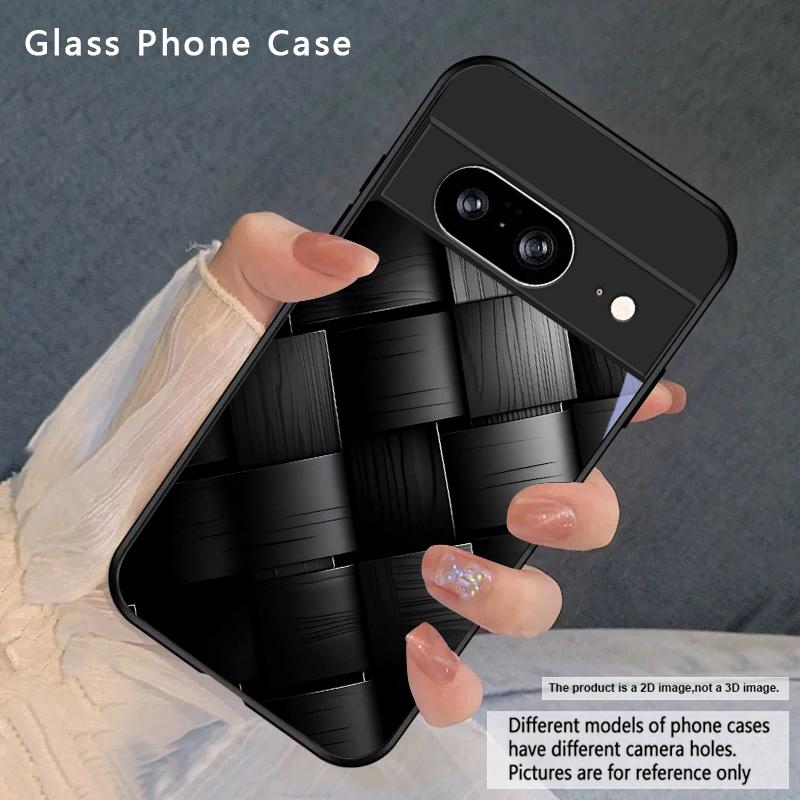 Dark geometric texture For Google Pixel 10 Pro XL Pixel 9 Pro XL Pixel 8a 7a Pixel 7 Pro Pixel 8 7 9 10 Black Glass Phone Case