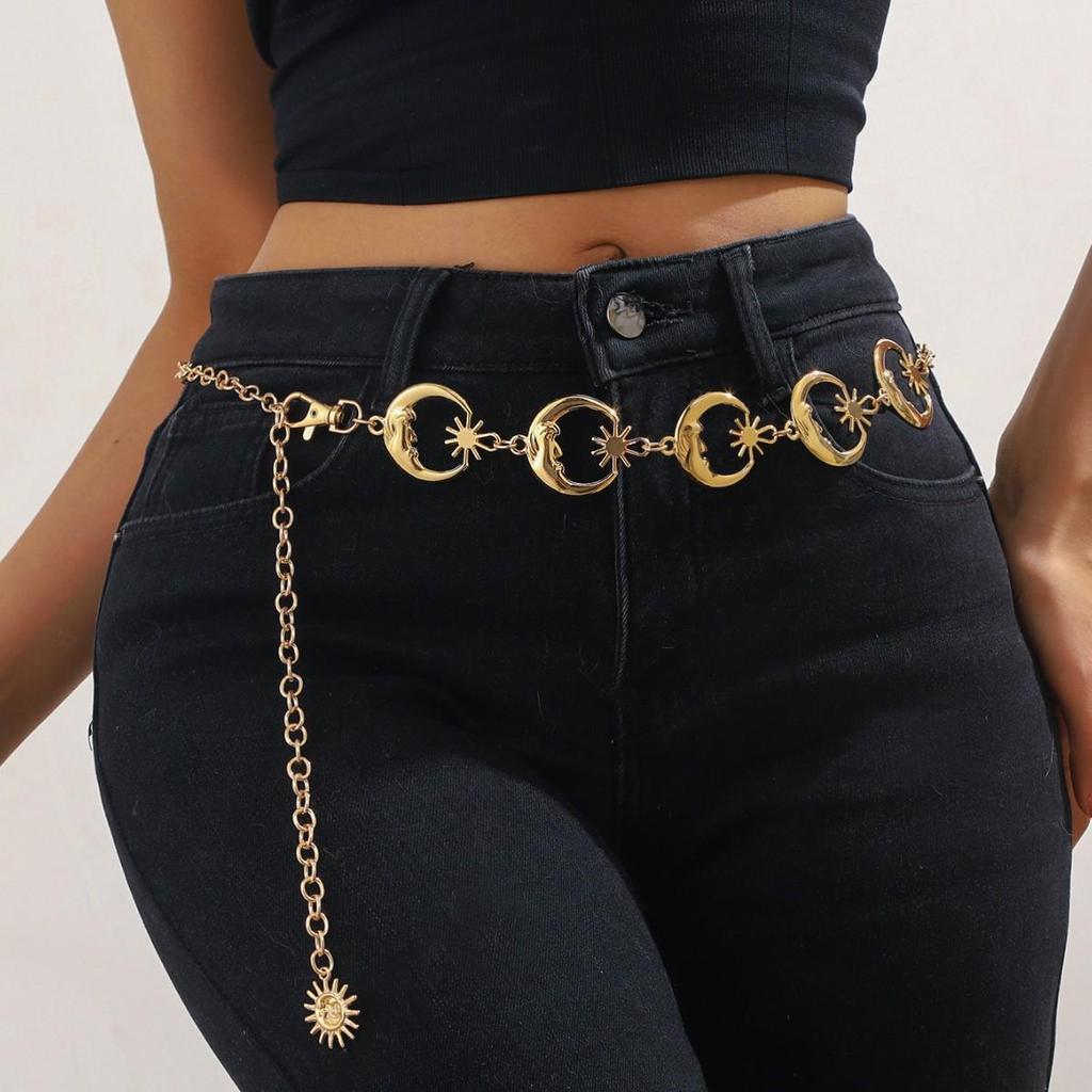 Women's Adjustable Sunflower Waist Chain - Metal Body Belt for Dresses