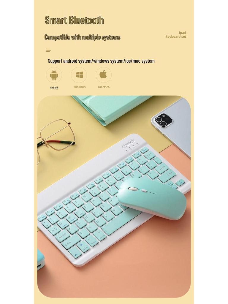 Portable Wireless Bluetooth Keyboard for Tablets, Phones, and Computers - Compact 7 To 10 Inch Size
