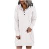 Damen Kleider Langarm Kordelzug Pullover Top Kleid Casual Hoodie Pullover Kleid Kleider