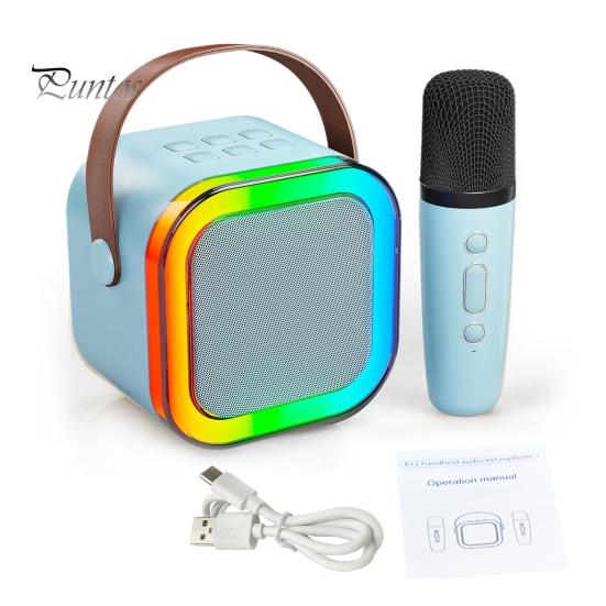 

Мини-караоке-машина с микрофоном, совместимая с Bluetooth, 5 звуковыми эффектами, мощный компактный портативный комплект колонок для караоке 1pc синий