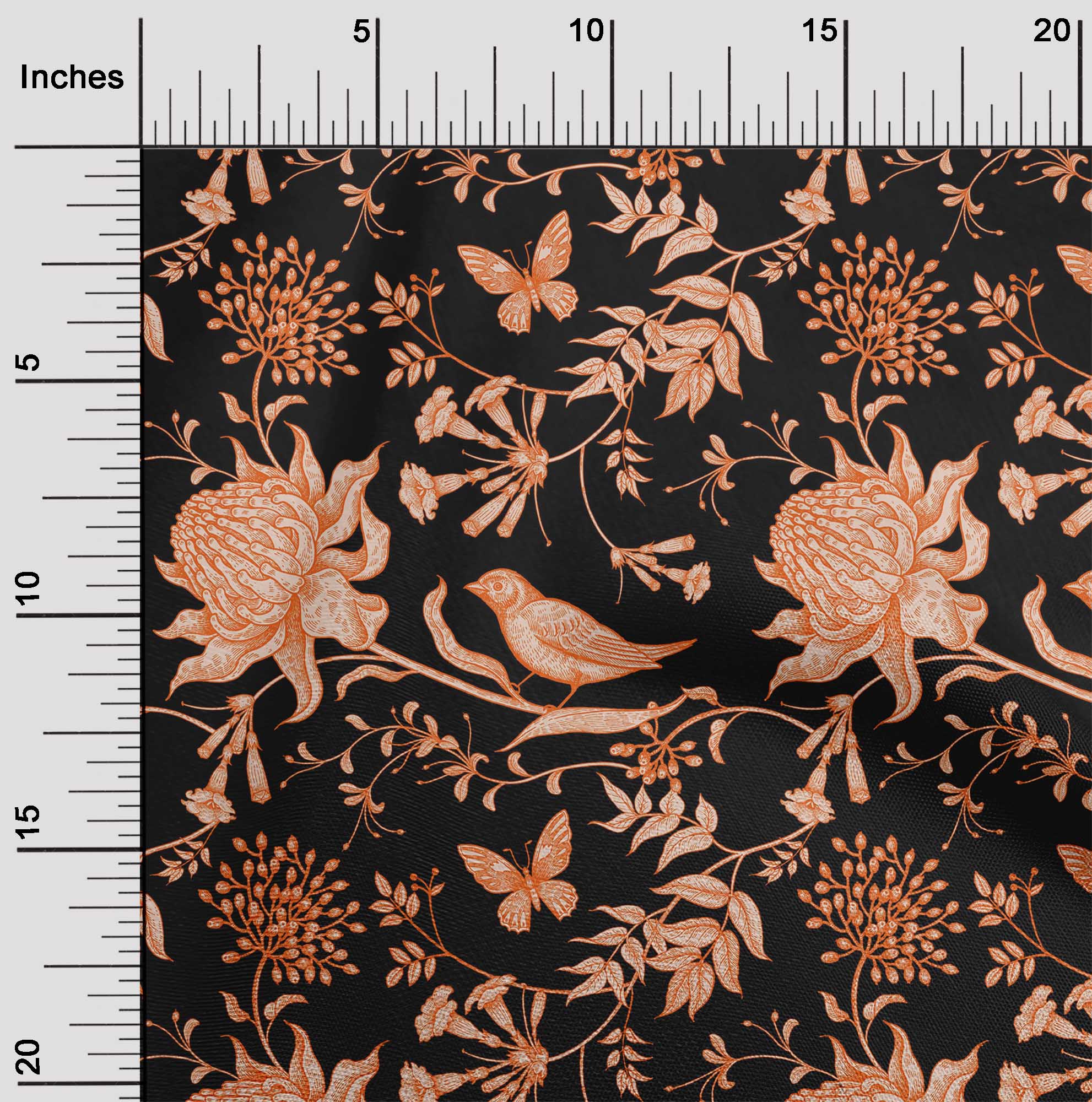 

oneOone Cotton Flex Dark Peach Fabric Leaves|Bird & Floral Artistic Craft Projects Decor Fabric Printed By The Yard 40 Inch 42 Inch Wide - Viscose Chiffon помаранчевий