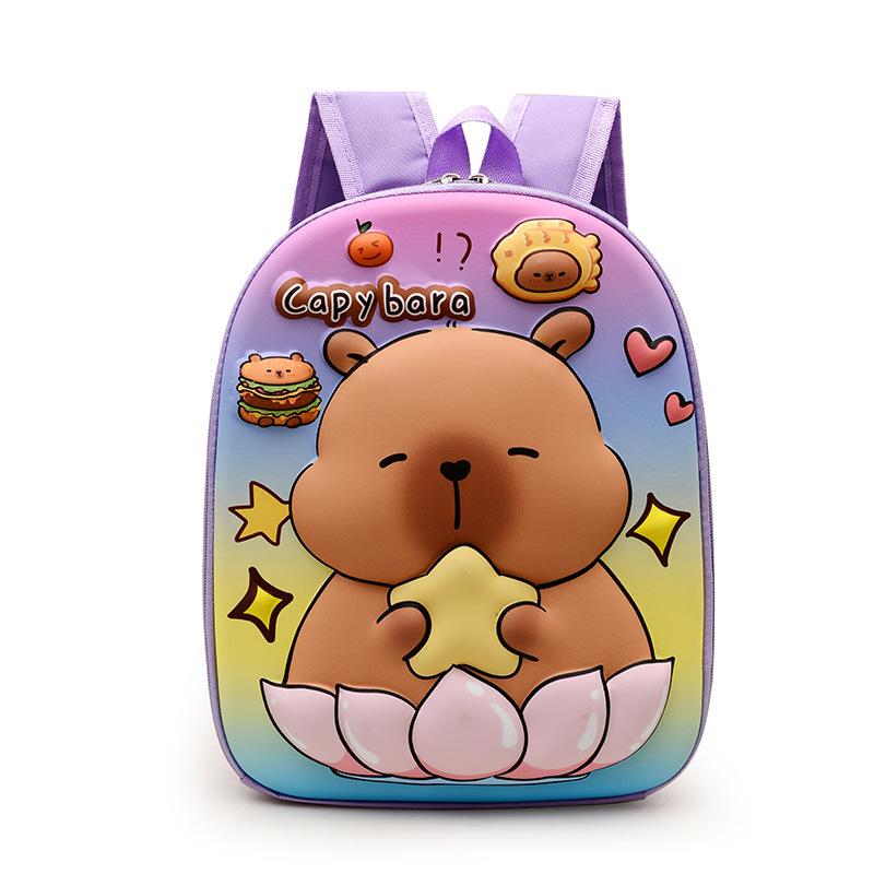 School Bag Kapibara Bag Cartoon Hard Shell Bag 3-6 Years Old Trendy Fashion Shoulder Back