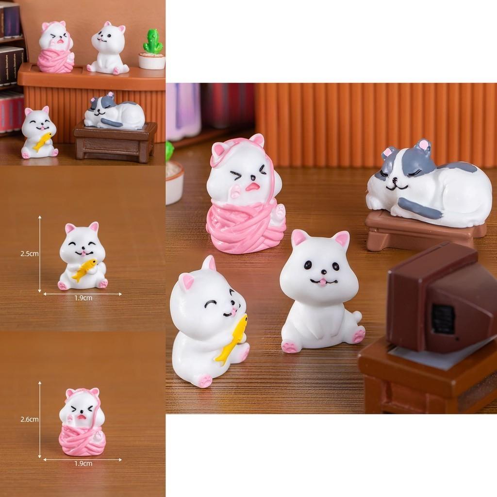 Cute Cartoon Resin Cat Statues For Office Desk Resin Craft Decorations