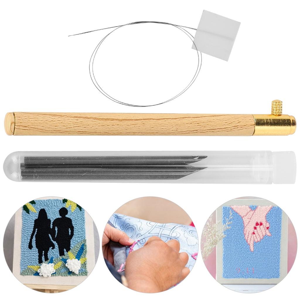 Crochet Set Wooden Handle French Embroidery Beaded Sequins Handmade Hook Needle Sewing Tools