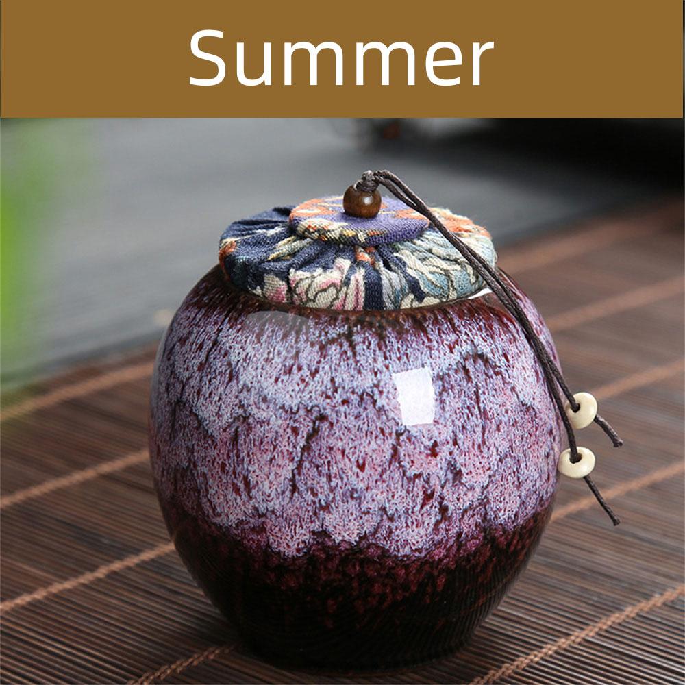 

Ceramic Tea Caddy Sealed Jar Small Tea Box Portable Tea Can Storage Tank Candy Jars Food Container Tea Organizer Decorative Jar