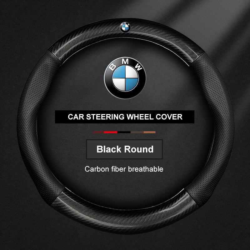

For BMW E39 E46 F10 F15 F20 X2 X4 Universal Car Steering Wheel Cover ventilate Carbon Fiber Leather Three-dimensional Anti Slip чёрный