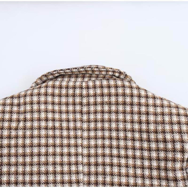 Fashion Plaid Overcoats Women Loose Lapel Button Long Sleeve Lady Coat Elegant Autumn Winter Fashion Female Outerwear