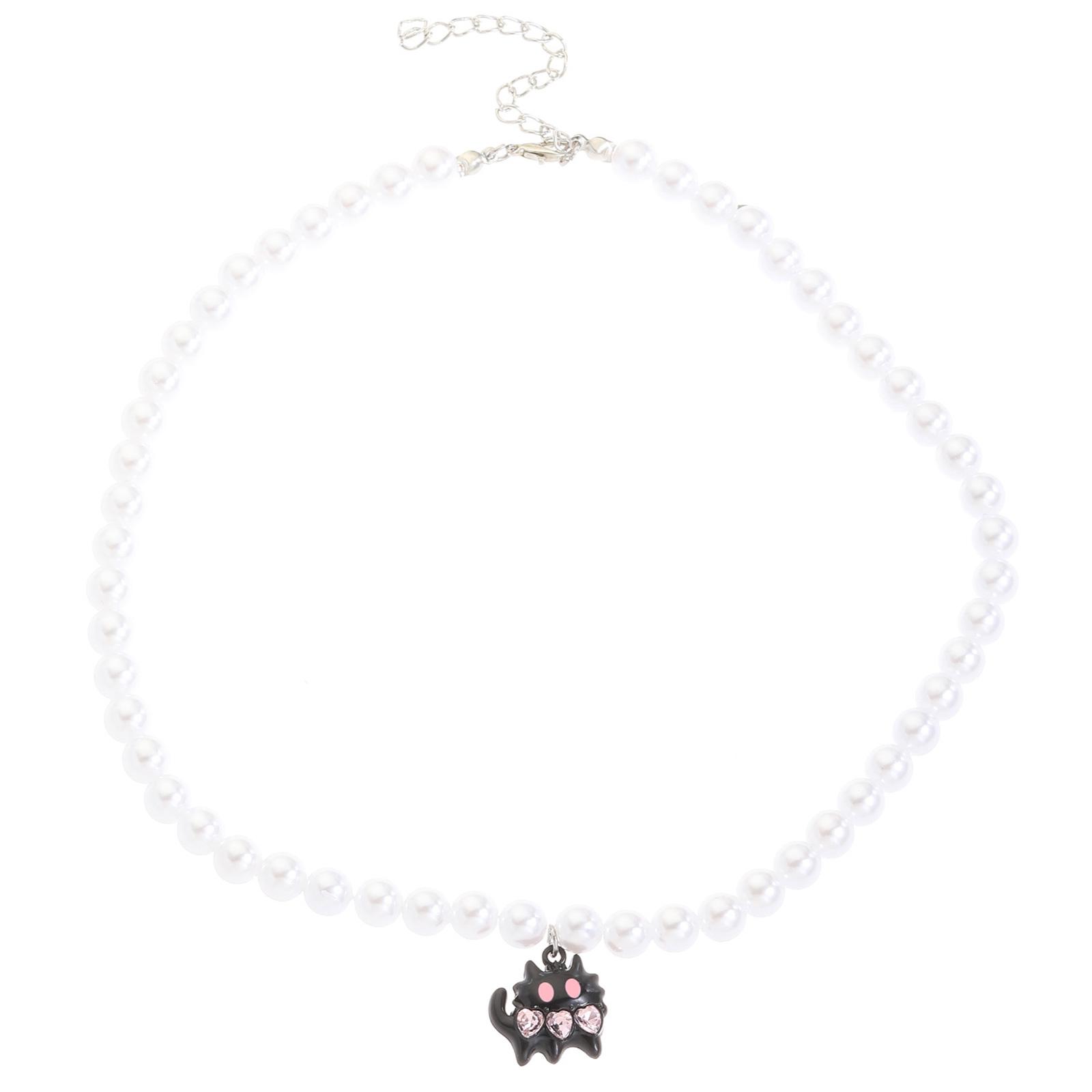 

Ожерелье из бисера с искусственным жемчугом, регулируемая длина, шейная цепочка в форме сердца/распятия/подвески с кошками, колье, модный аксессуар 4