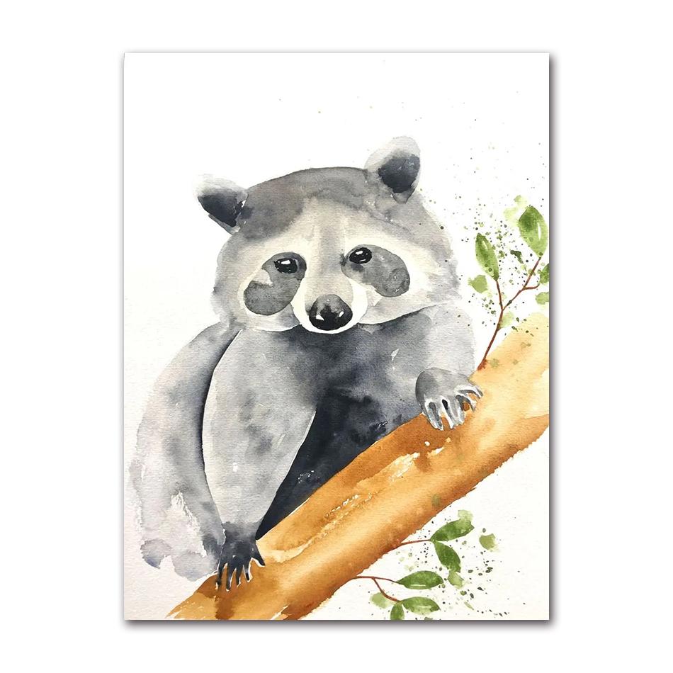 Cartoon Cute Animal Bear Lion Tiger Panda Rabbit Jungle Art Poster Canvas Painting Wall Print Picture for Living Room Home Decor