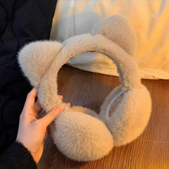 Women's Cute Cat Ear Plush Earmuffs - Warm & Windproof Ear Covers for Winter Cycling
