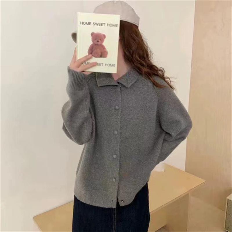 

Свитер-пальто с высоким воротом из бархата енота Maillard - Женский кардиган крупной вязки для осени/зимы Small серый