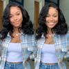 Wholesale 2026 Women's Black Side-parted Short Wavy Curly Hair, Fluffy and Natural, Selling Well in Europe, America and Africa
