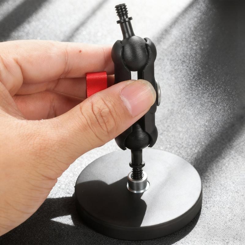 66mm Magnetic Camera Mount Base 1/4 Female Thread 17mm Ballhead Pea Clamp for Adjustable Angle Support Photography